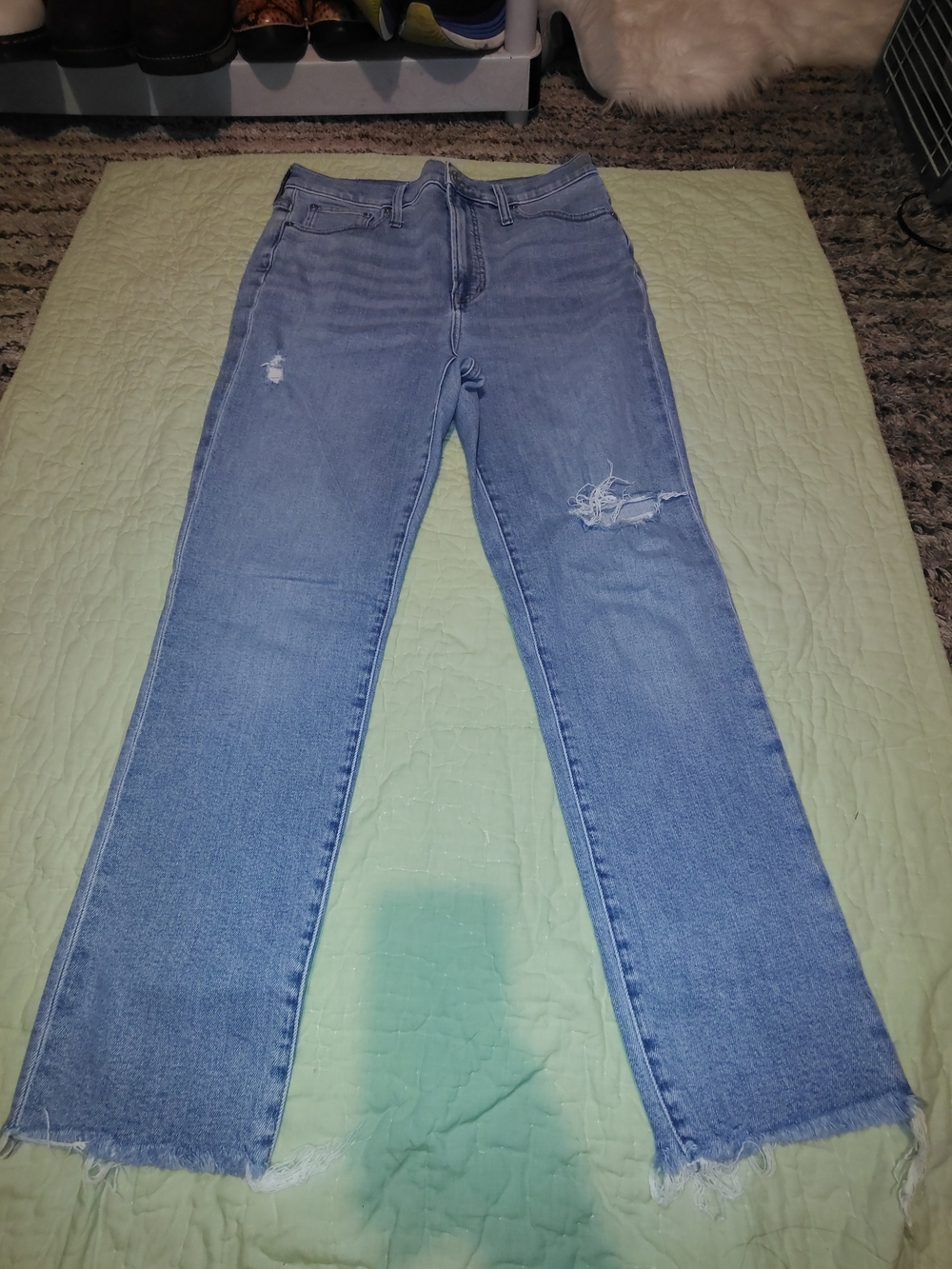 Madewell Light Blue Straight Leg Distressed Jeans